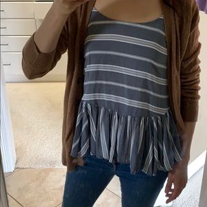 Women’s Blue white striped peplum tank szS Tall
